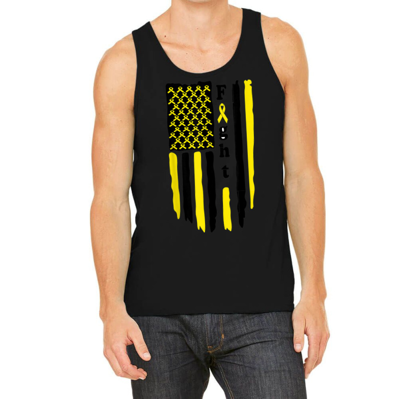 Fight Cancer Flag Childhood Awareness America Flag Tank Top | Artistshot