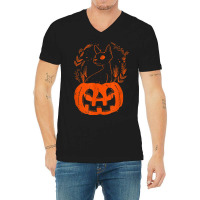 Halloween Pumpkin With Cat Halloween Party V-neck Tee | Artistshot