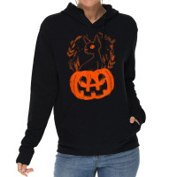 Halloween Pumpkin With Cat Halloween Party Lightweight Hoodie | Artistshot