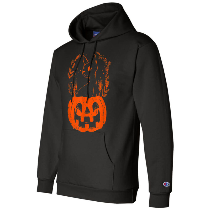 Halloween Pumpkin With Cat Halloween Party Champion Hoodie | Artistshot