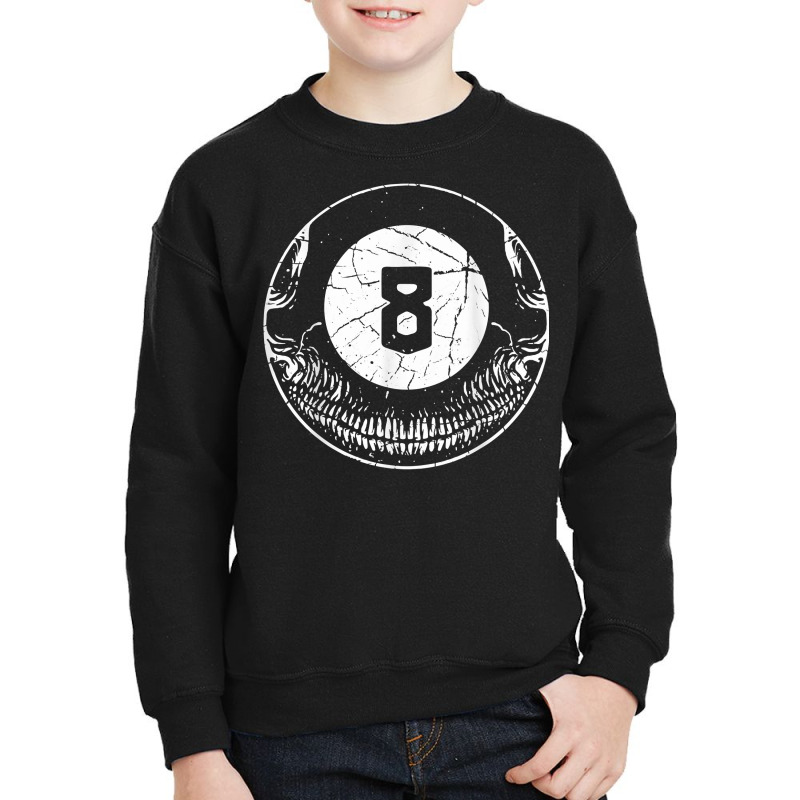 Billiard Pool Skull The Horror Eight Ball T Shirt Youth Sweatshirt by homyfelaego | Artistshot