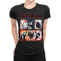 Ads Cat Nightmeows Campy 80's Horror Cats Horror Halloween Ladies Fitted T-shirt | Artistshot