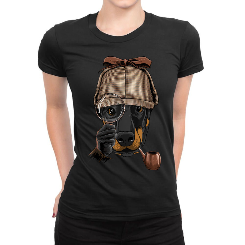 Detective Doberman Pinscher Spy Investigator Dobie Dog Lover Ladies Fitted T-Shirt by Clinical | Artistshot