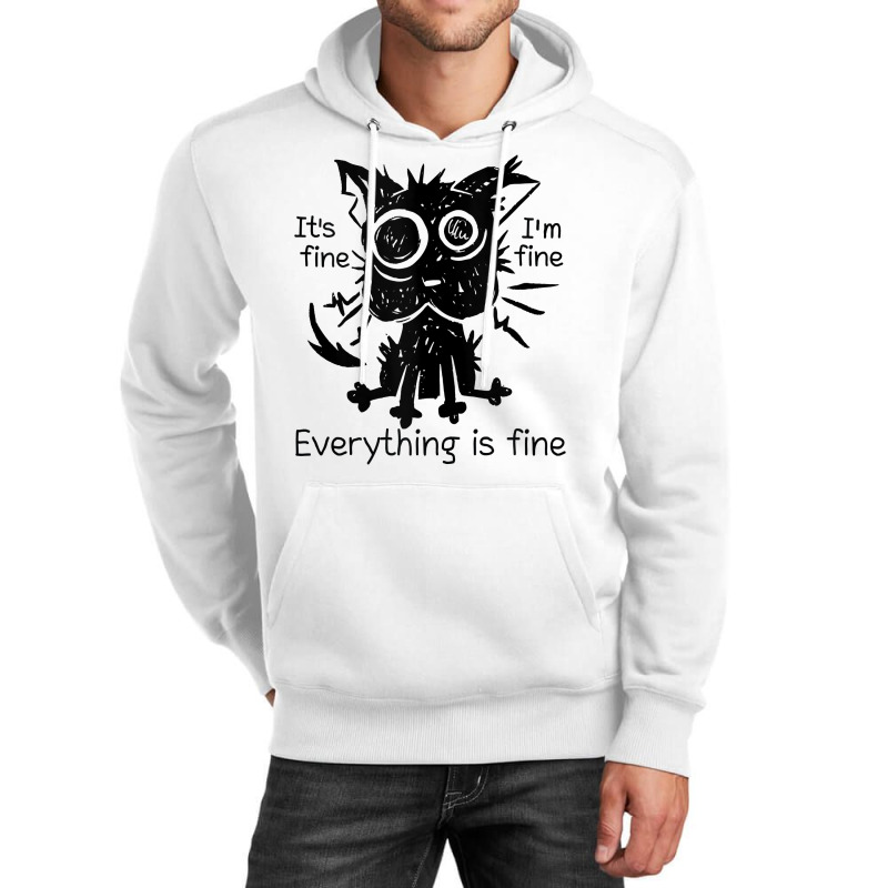 Everything Is Fine Funny Stressed Out Cat Graphic Tank Top Unisex Hoodie by cm-arts | Artistshot