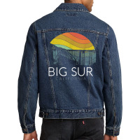 Big Sur California Beach Central Coast Retro Forest Camping T Shirt Men Denim Jacket | Artistshot