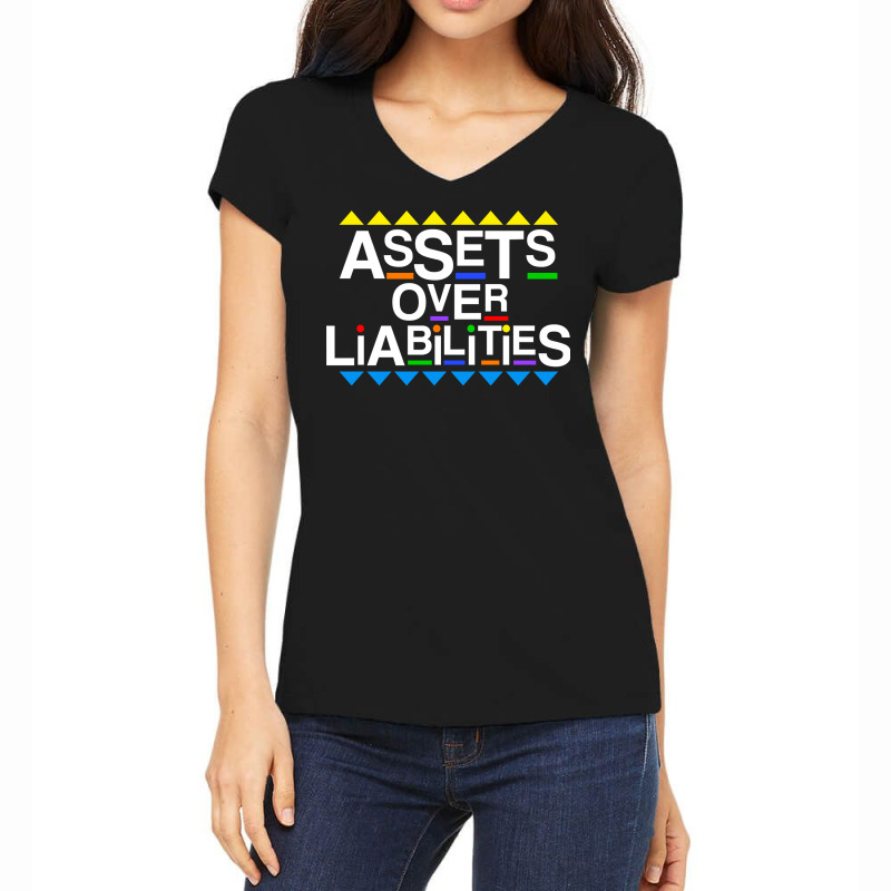 Assets Over Liabilities Accountant 80's 90's Style Pullover Hoodie Women's V-Neck T-Shirt by chicoavsmaydav | Artistshot