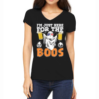 Im Just Here For The Boos Halloween Ghost Drink Beer Costume Women's V-neck T-shirt | Artistshot