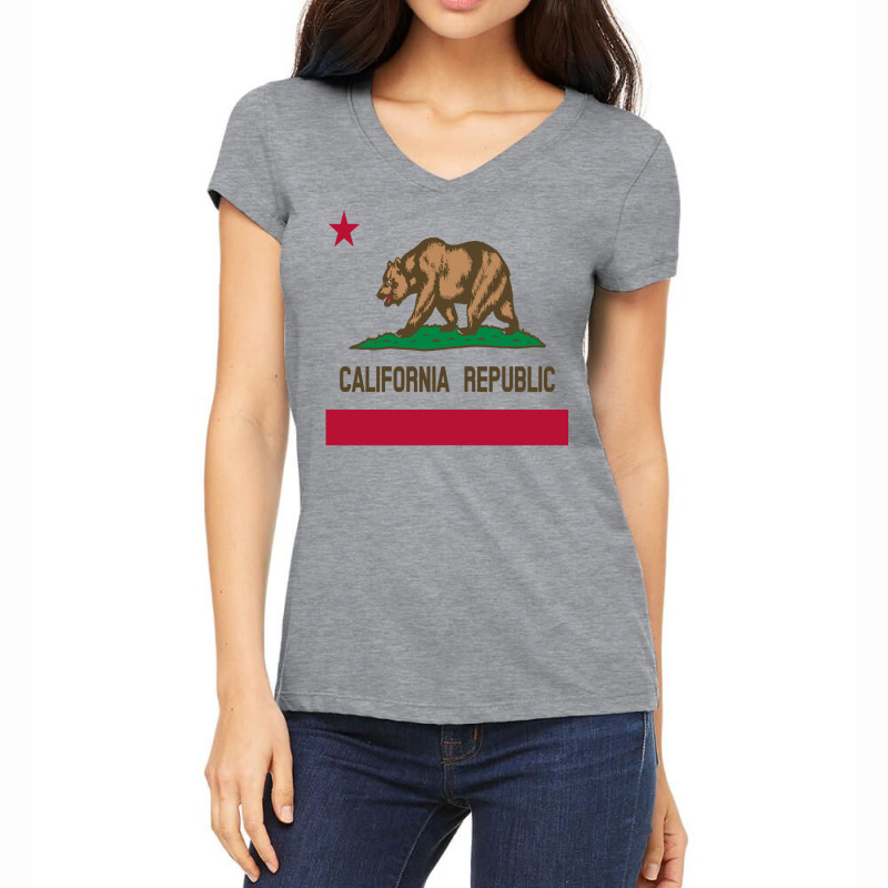 California Republic State Flag 1846 Vintage Hoodie Women's V-Neck T-Shirt by nyxexaelaewe7 | Artistshot