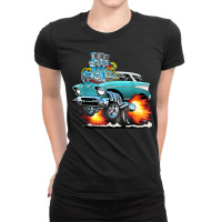 Funny Fifties Style Muscle Car Hot Rod Station Wagon Cartoon Ladies Fitted T-shirt | Artistshot