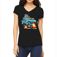 Funny Fifties Style Muscle Car Hot Rod Station Wagon Cartoon Women's V-neck T-shirt | Artistshot