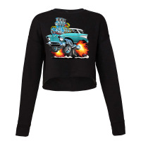 Funny Fifties Style Muscle Car Hot Rod Station Wagon Cartoon Cropped Sweater | Artistshot