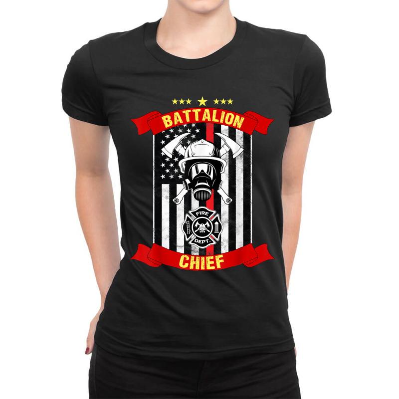 Battalion Chief American Firefighter Fireman Hero Design Ladies Fitted T-Shirt by KaydenLivingston | Artistshot