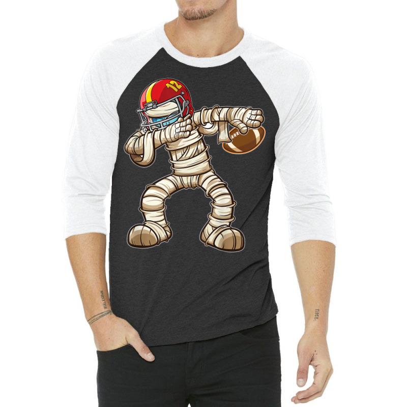 Dabbing Mummy Football Halloween Pumpkin Horor Dancing Party 3/4 Sleeve Shirt | Artistshot