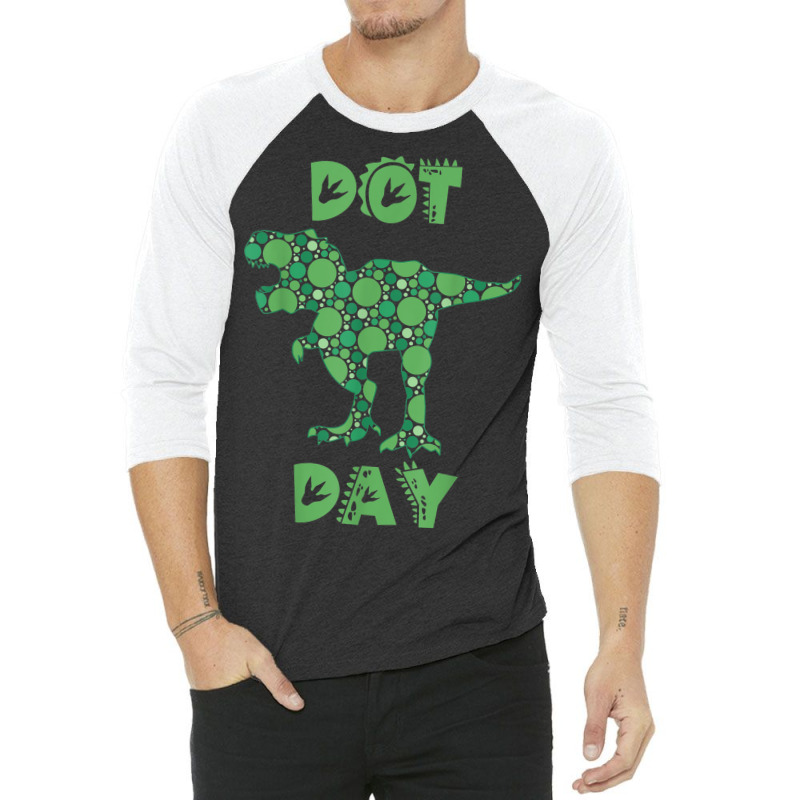 International Dot Day Green Polka Dot T Rex Dinosaur Kids 3/4 Sleeve Shirt by Prismatic | Artistshot