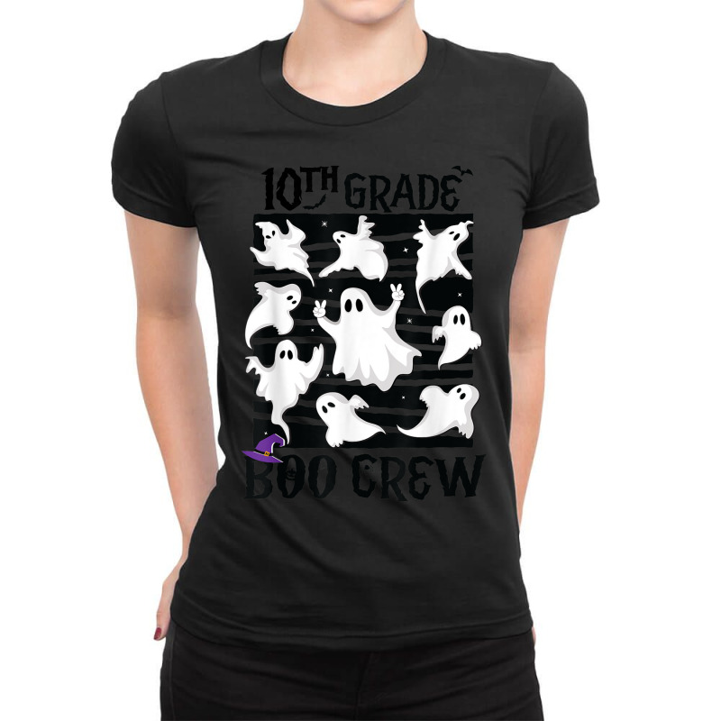 10th Grade Boo Crew Teacher Student Team Spooky Babe Ghost Ladies Fitted T-Shirt by Posh | Artistshot