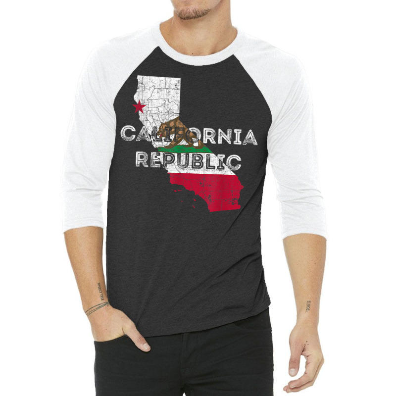 Californian Map And Flag Souvenir   Distressed California T Shirt 3/4 Sleeve Shirt | Artistshot