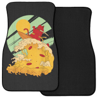 Cat Surfing Pizza In Cool Samurai Style Front Car Mat | Artistshot