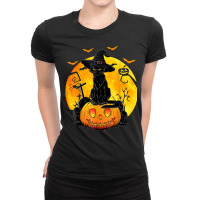 Halloween Costume Black Cat Pumpkin Spooky Season Ladies Fitted T-shirt | Artistshot