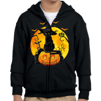 Halloween Costume Black Cat Pumpkin Spooky Season Youth Zipper Hoodie | Artistshot