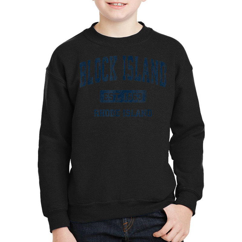 Block Island Rhode Island Ri Vintage Athletic Sports Design Youth Sweatshirt by Deluxe | Artistshot