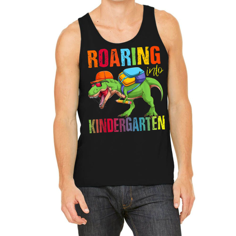 Roaring Into Kindergarten Dinosaur Back To School Boys Tank Top | Artistshot