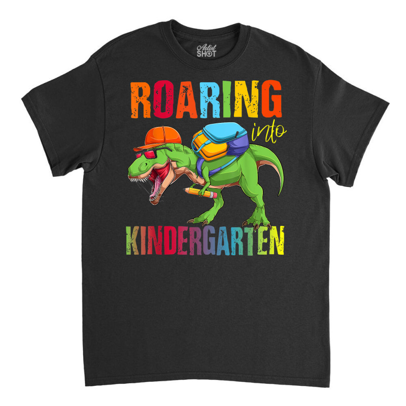 Roaring Into Kindergarten Dinosaur Back To School Boys Classic T-shirt | Artistshot