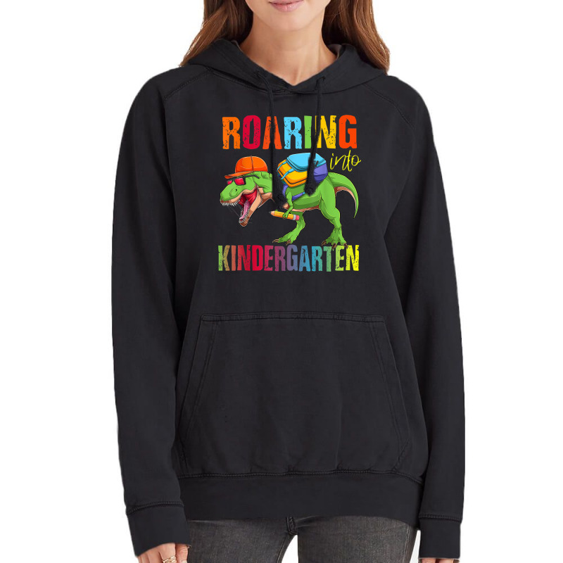 Roaring Into Kindergarten Dinosaur Back To School Boys Vintage Hoodie | Artistshot