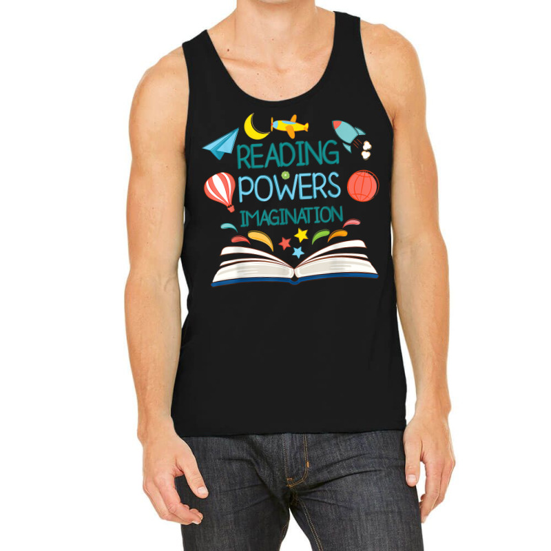 Reading Powers Imagination Books Bibliophile Teacher Tank Top | Artistshot