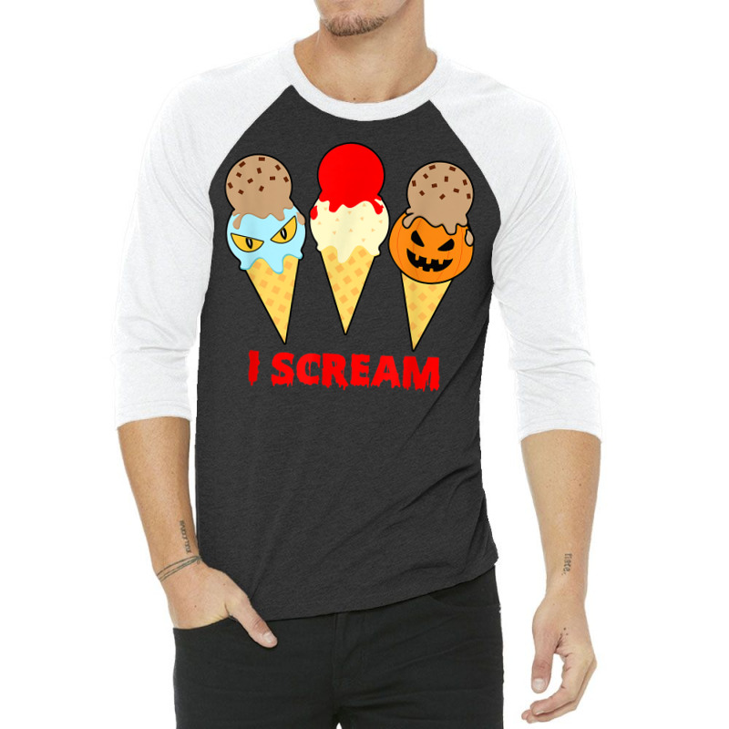 Womens Scary Spooky Halloween Scream Design 3/4 Sleeve Shirt by Renew | Artistshot