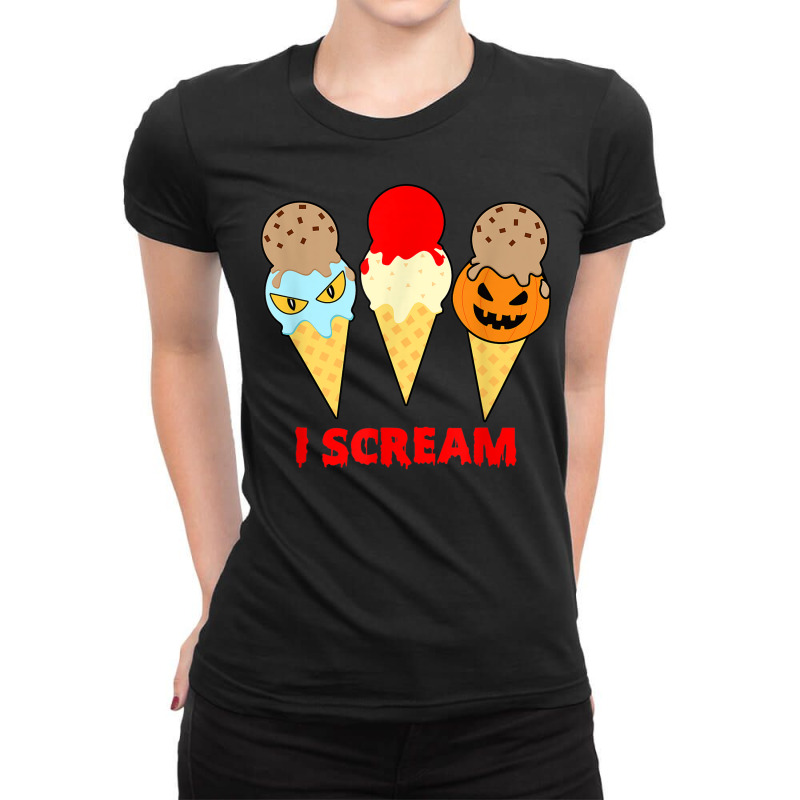 Womens Scary Spooky Halloween Scream Design Ladies Fitted T-Shirt by Renew | Artistshot