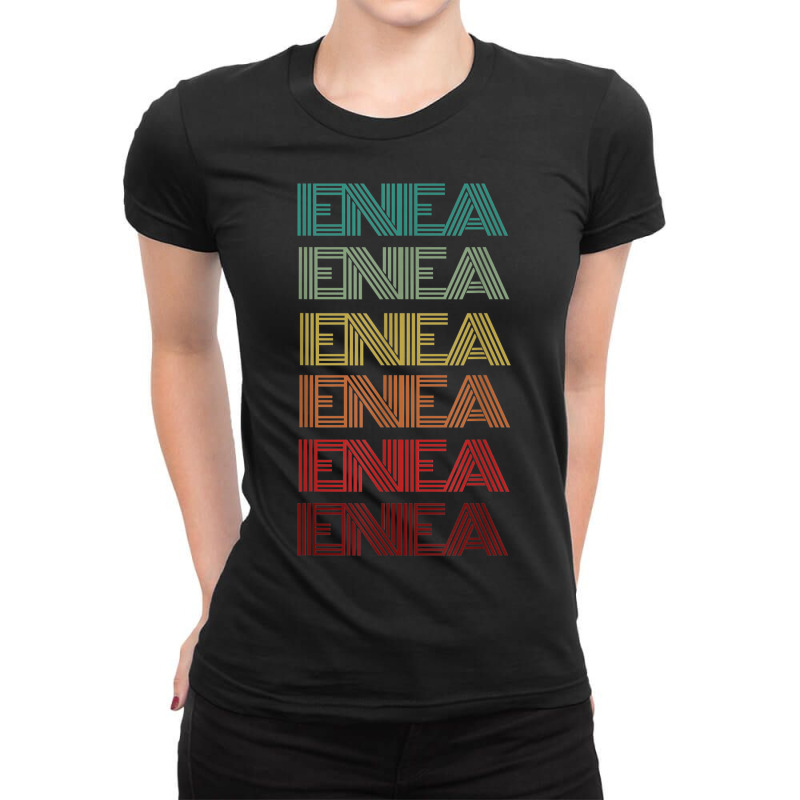 First Name Enea Italian Boy Retro Birthday Nametag Father Ladies Fitted T-Shirt by Uniform | Artistshot