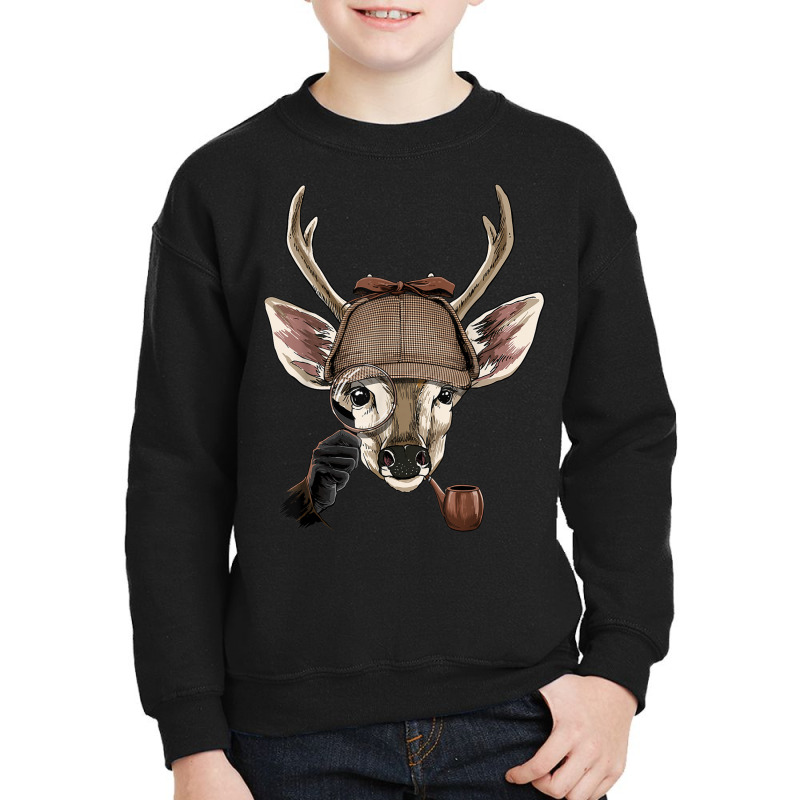 Detective Deer Spy Inspector Private Investigator Deer Lover Youth Sweatshirt by Dapper | Artistshot