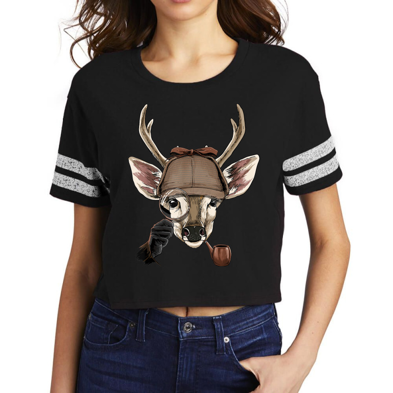 Detective Deer Spy Inspector Private Investigator Deer Lover Scorecard Crop Tee by Dapper | Artistshot