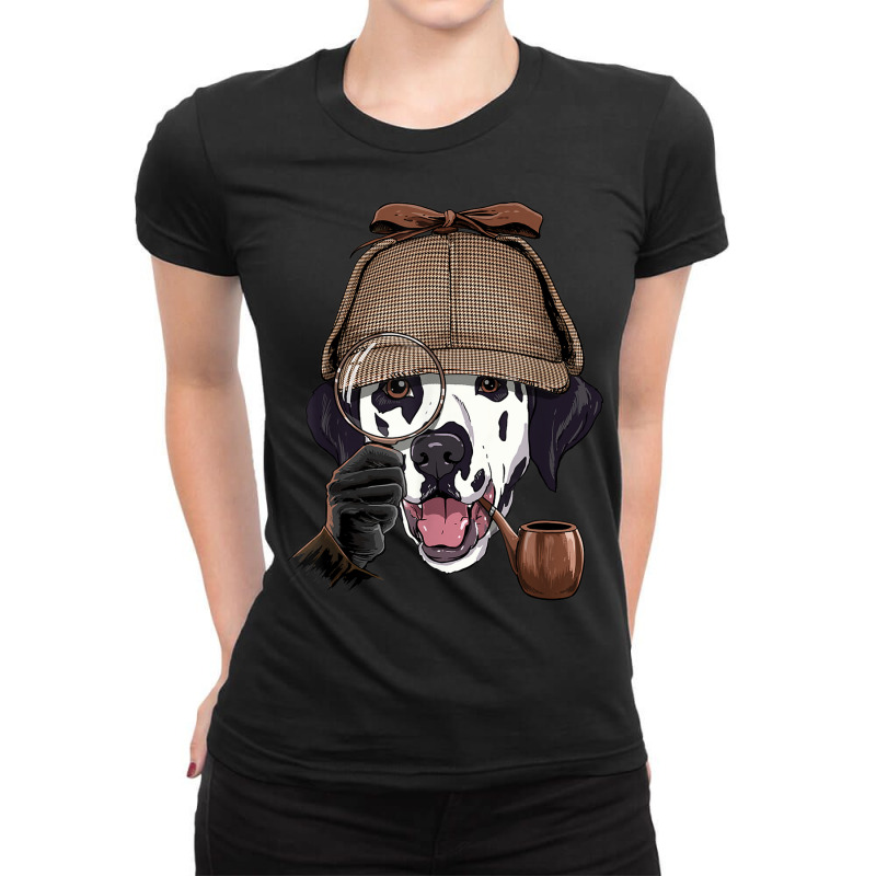 Detective Dalmatian Spy Investigator Carriage Dog Lover Ladies Fitted T-Shirt by Renew | Artistshot