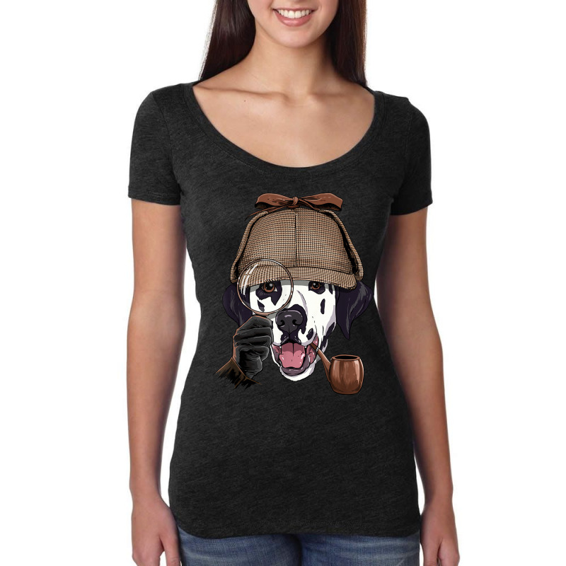 Detective Dalmatian Spy Investigator Carriage Dog Lover Women's Triblend Scoop T-shirt by Renew | Artistshot