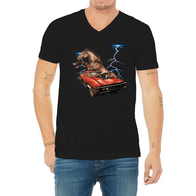 American Muscle Cars - Thunderstorm Car - Auto Mechanic Gift V-Neck Tee by EdithMcdaniel | Artistshot