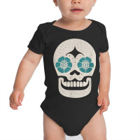 Vintage Sugar Skull Hand Illustration Minmalist Calavera Baby Bodysuit | Artistshot