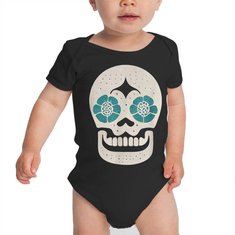 Vintage Sugar Skull Hand Illustration Minmalist Calavera Baby Bodysuit by Carnations | Artistshot