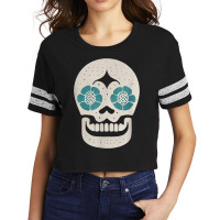 Vintage Sugar Skull Hand Illustration Minmalist Calavera Scorecard Crop Tee | Artistshot