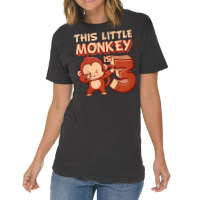 Kids This Little Monkey Is 3 Monkey Ape Animale 3rd Birthday Vintage T-shirt | Artistshot