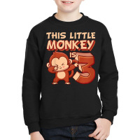 Kids This Little Monkey Is 3 Monkey Ape Animale 3rd Birthday Youth Sweatshirt | Artistshot