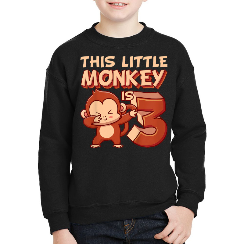 Kids This Little Monkey Is 3 Monkey Ape Animale 3rd Birthday Youth Sweatshirt by Lambent | Artistshot