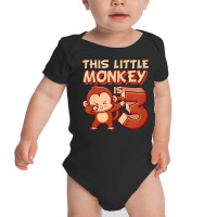 Kids This Little Monkey Is 3 Monkey Ape Animale 3rd Birthday Baby Bodysuit | Artistshot