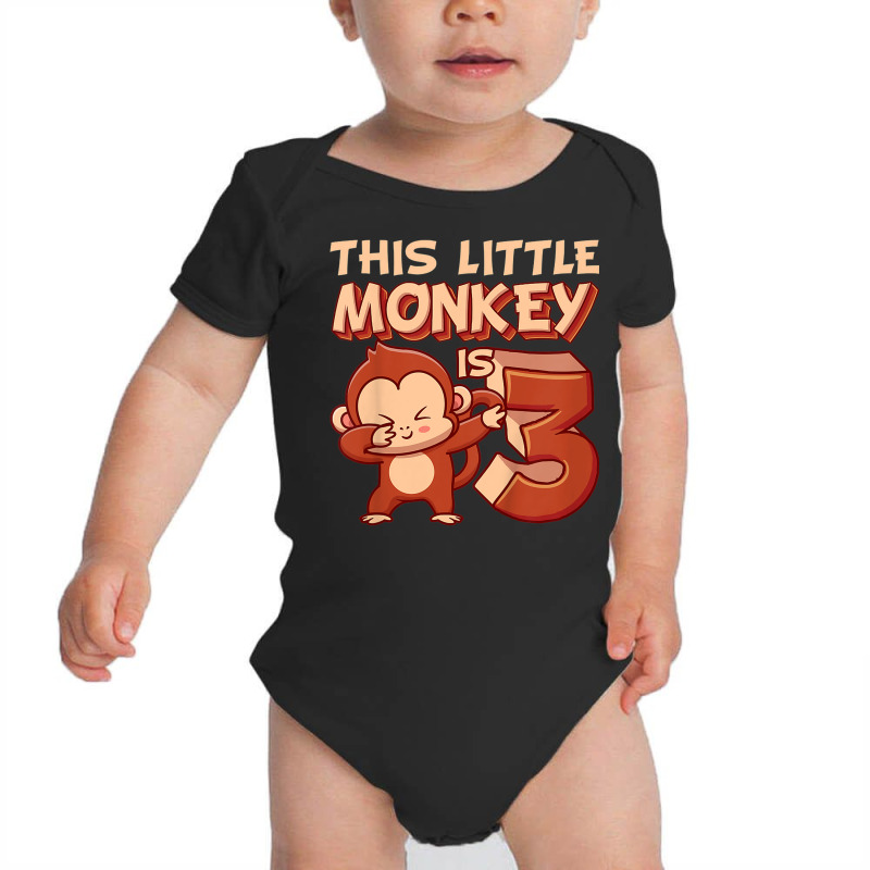 Kids This Little Monkey Is 3 Monkey Ape Animale 3rd Birthday Baby Bodysuit by Lambent | Artistshot