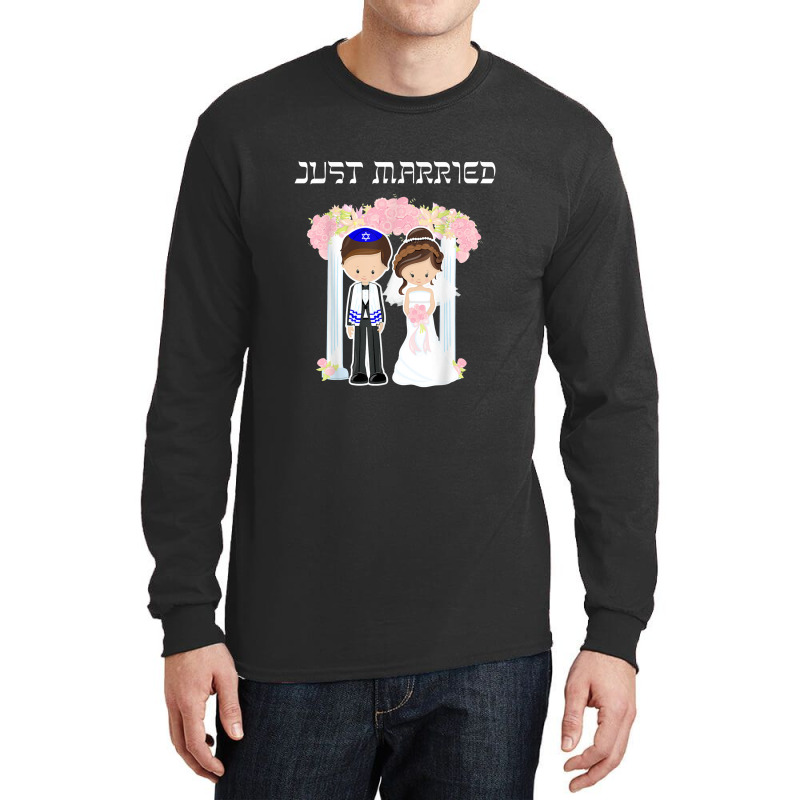 Jewish Wedding Just Married Chuppah Bride Groom Long Sleeve Shirts by cm-arts | Artistshot