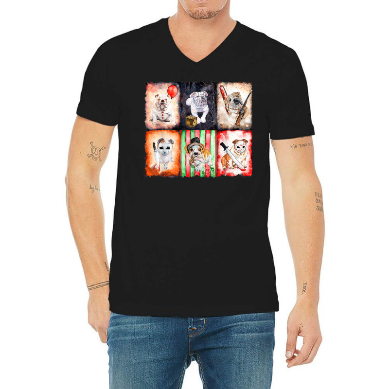 Ads English Bulldog Halloween V-neck Tee | Artistshot