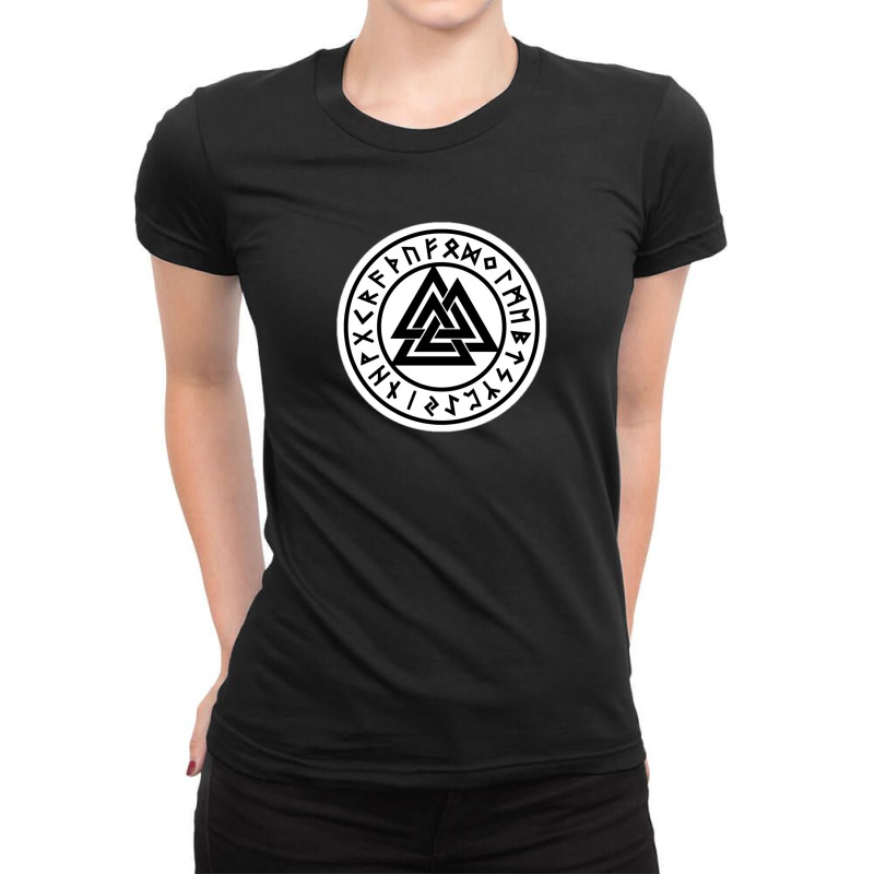 Vegvisir Iceland Runes Compass Vikings Protection Symbol 13099376 Ladies Fitted T-Shirt by riska_art | Artistshot