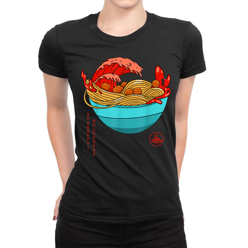 Spaghetti Bolognese   Italian Noodles   Japanese Ramen Style Ladies Fitted T-Shirt by Clinical | Artistshot