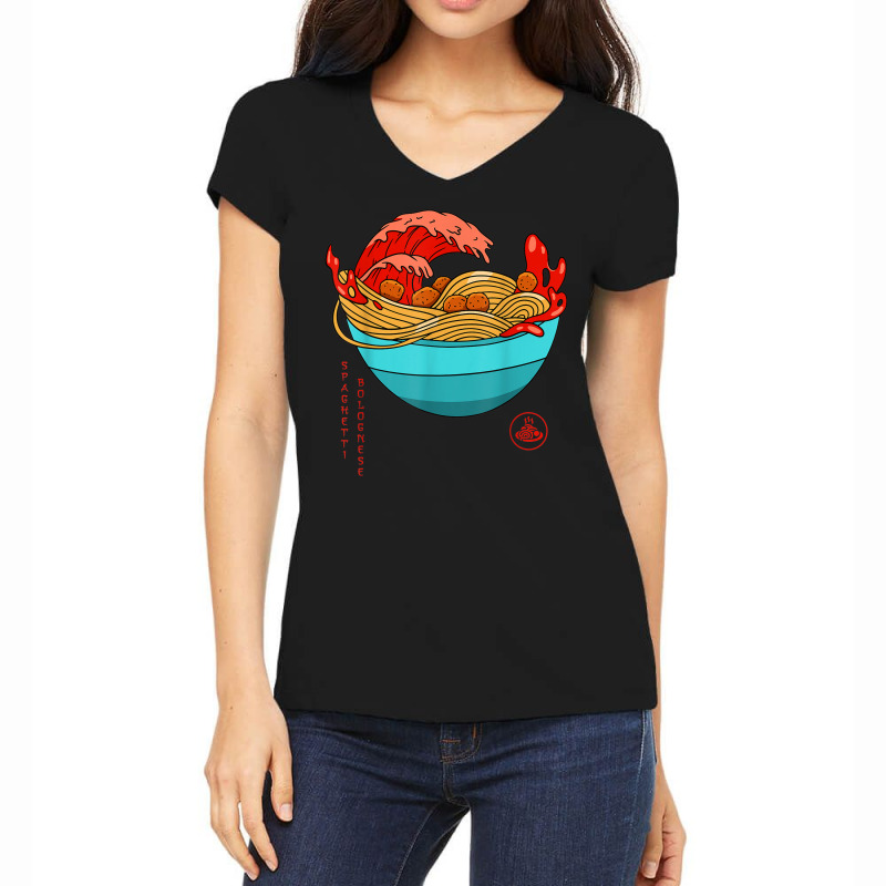 Spaghetti Bolognese   Italian Noodles   Japanese Ramen Style Women's V-Neck T-Shirt by Clinical | Artistshot