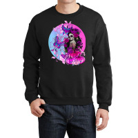 Pink Goth Halloween Sugar Skull With Spiderweb Butterflies Crewneck Sweatshirt | Artistshot